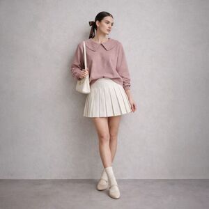 Madewell Collared Sweatshirt Bubble Sleeve Recycled Terry, Size Medium NWT